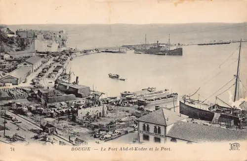 A929 Algerien Bougie Fort Abd-el-Kader et Port Steamboats Vintage Postkarte