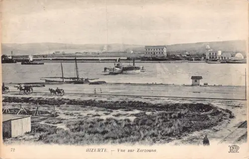 A929 Tunesien Bizerte Vue Sur Zarzouna Bootswagen Vintage Postkarte