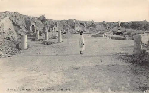 A929 Tunesien Karthago Amphitheater Vintage Postkarte