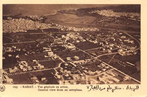 A929 Marokko Rabat Gesamtansicht aus einem Flugzeug Vintage Postkarte