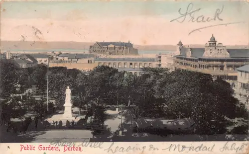 A930 Südafrika 1906 Öffentliche Gärten Durban Vintage Postkarte