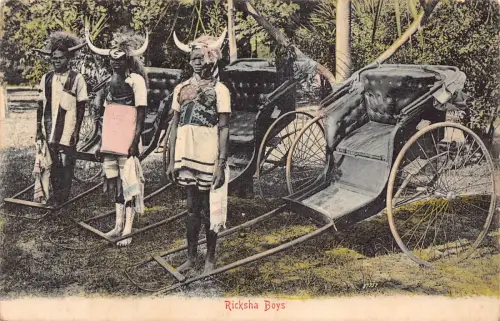 A930 Südafrika 1908 Rikscha Jungen Ureinwohner ethnische traditionelle Tracht Postkarte