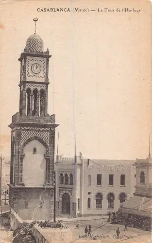 A934 Marokko Casablanca La Tour de l'Horloge Uhrturm Vintage Postkarte