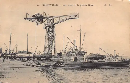 A933 Tunesien Menzel Bourguiba Ferryville Kai Riesenkran Dampfschiff Postkarte