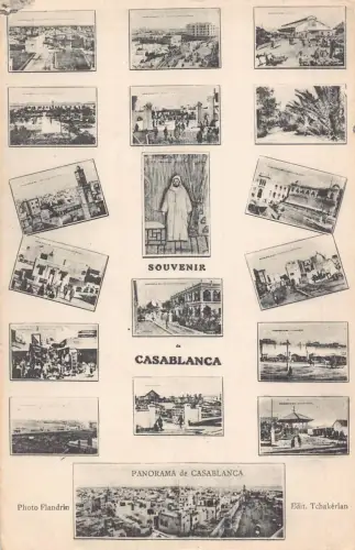 A934 Marokko Souvenir de Casablanca Panorama Multi-View Vintage Postkarte