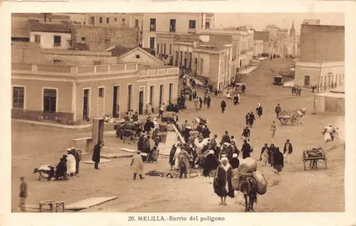 A932 Spanien Melilla Barrio del poligono Ureinwohner Vintage Postkarte