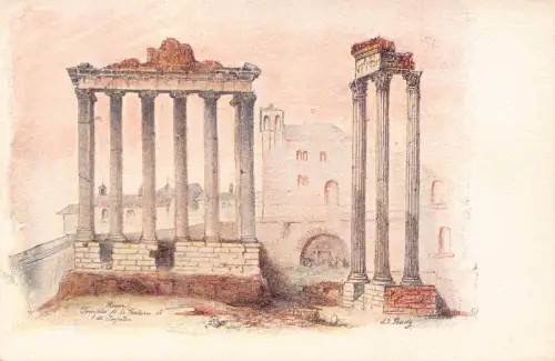 A935 Italien Rom Roma Tempel des Jupiter Litho Postkarte