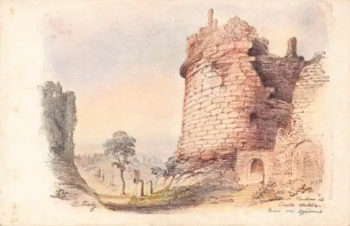 A935 Italien Rom Roma Grabmal Caecilia Metella Via Appia Litho, Postkarte