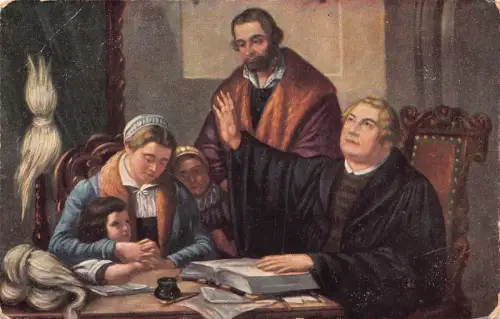 Art Family Prayers of Dr Martin Luther Vintage Postkarte