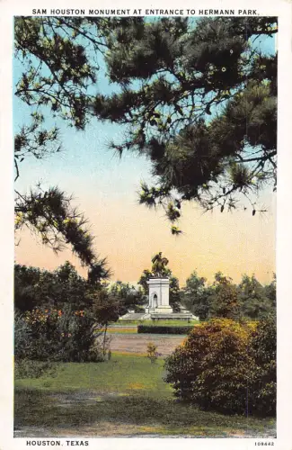 A934 US Houston Texas Sam Houston Monument Eingang Hermann Park Postkarte