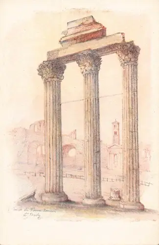 A935 Italien Rom Roma Säulen Forum Romanum Litho Vintage Postkarte