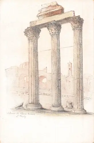 A935 Italien Rom Roma Säulen Forum Romanum Litho Vintage Postkarte