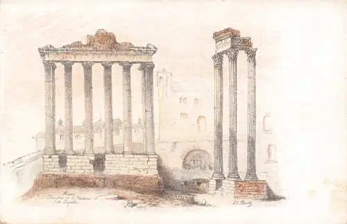 A935 Italien Rom Roma Tempel des Jupiter Litho Vintage Postkarte