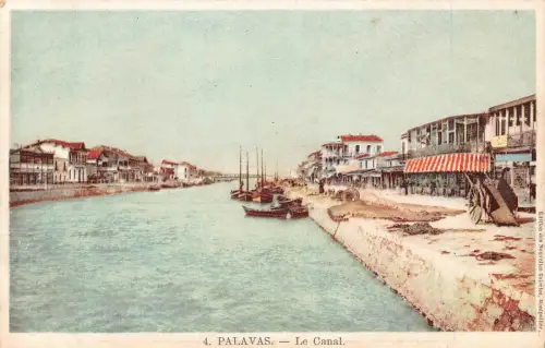 A936 Frankreich Palavas Kanalboote Vintage Postkarte