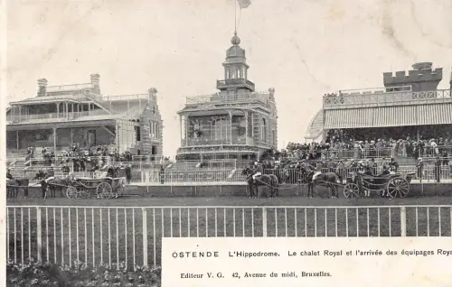 A936 Belgien Ostende L'Hippodrome Chalet Royal Carriages Vintage Postkarte