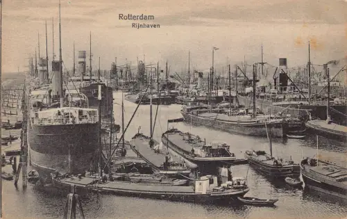 A936 Niederlande Rotterdam Rijnhaven Hafen Dampfschiffe Vintage Postkarte