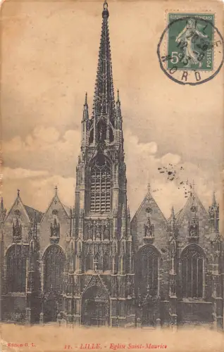 C026 Frankreich, Lille Eglise Saint-Maurice 1913 alte Postkarte