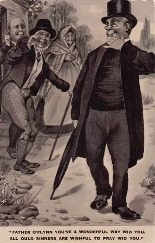 Einheimische sprechen mit Priester Pater O'Flynn You've a Wonderful Way Vintage Postkarte