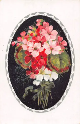 Passepartout Bunte Stiefmütterchen Blumenstrauß Vintage Postkarte