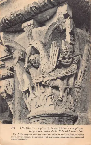 C026 Frankreich, Vezelay Eglise de la Madeleine Vintage Postkarte