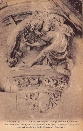C026 Frankreich, Loches Le Chateau Royal Skulpturen Vintage Postkarte