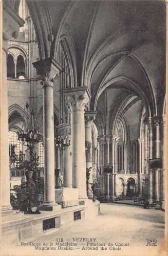 C026 Frankreich, Vezelay Magdalena Basilikum Rund um den Chor Vintage Postkarte