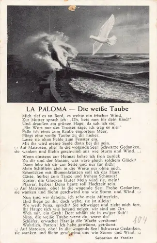 La Palome Die Weisse Taube Gedicht Weiße Taube Welle Meer Vintage Postkarte