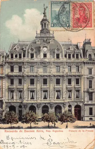 L353 Argentinien Buenos Aires 1908 Palacio de la Prensa Grüße Vintage Postkarte