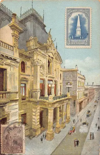 L353 Argentina Jockey Club Calle Florida Buenos Aires Vintage Postkarte