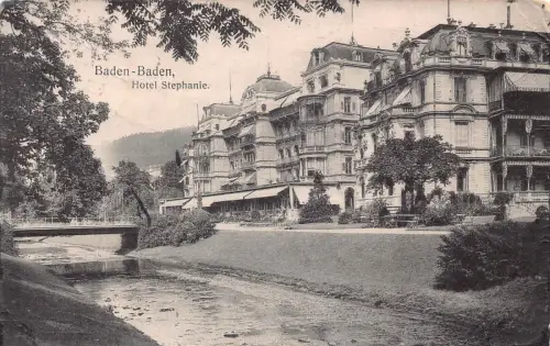 L207 Deutschland 1916 Baden-Baden Hotel Stephanie Vintage Postkarte