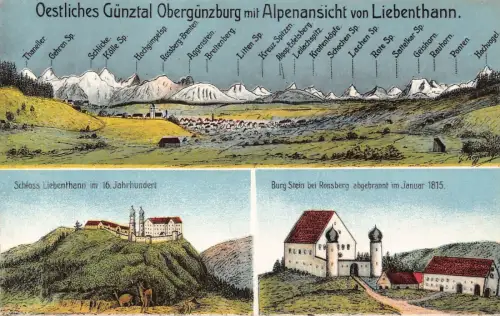 L206 Deutschland Östliches Günztal Obergüenzburg Alpenasicht Liebenthann Postkarte