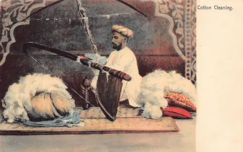 Indiens Ureinwohner Mann Baumwolle Reinigung Ethno Vintage Postkarte B932