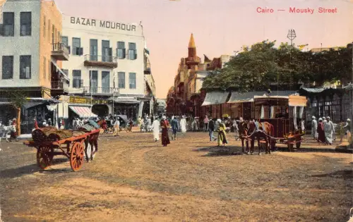 Ägypten Kairo Mousky Street Bazar Mourour Cart Vintage Postkarte B932