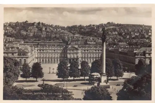 L158 Deutschland 1935 Stuttgart, Schlokplas mit neuem Schloss Vintage Postkarte