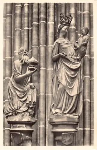 L216 Deutschland Nürnberg Heilige Koenig Kaspar, Maria Statuen Kirche RPPC Postkarte