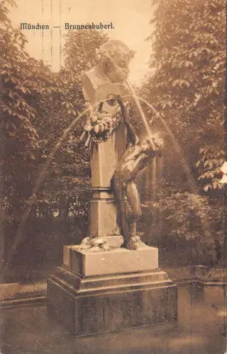 L216 Deutschland 1913 München Brunnenbuberl Brunnen Vintage Postkarte