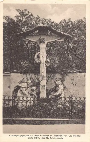 L216 Deutschland Kreuzigungsgruppe Friedhof zu Eichstätt Kreuz Statuen Postkarte