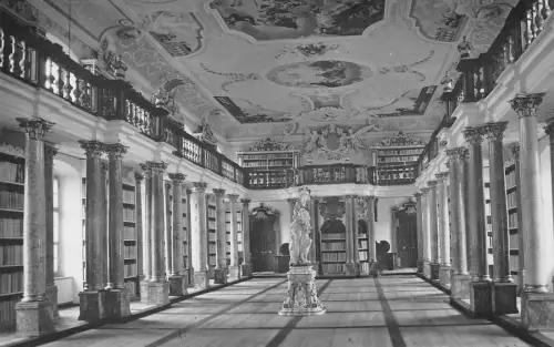 L158 Deutschland Kloster Ottobeuren, Die Klosterbibliothek Vintage Postkarte
