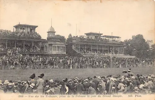 A097 Frankreich Paris Champ de Courses D'Auteuil Ansicht der Tribünen Pelouse Postkarte