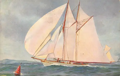 L369 Schiff SM Jacht Meteor 1907 signiert Chr Rave Vintage Postkarte