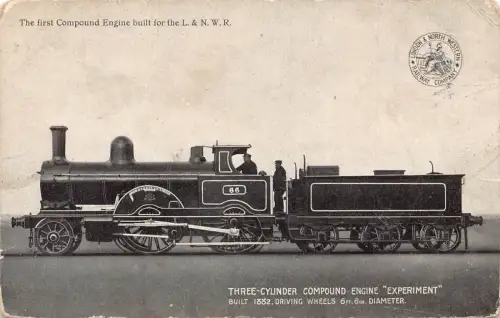 L372 Dampflokomotive LNWR Linie 1. Verbundlok Dreizylinder Postkarte
