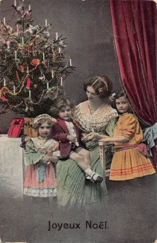 L365 Weihnachtsgrüße Kinder Geschenke Baum Vintage Postkarte