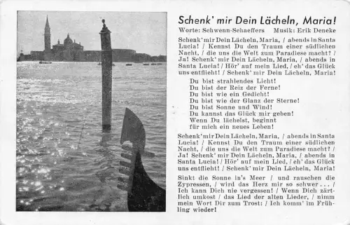 Liederkarte Schenk' mir Dein Laecheln, Maria! River View Vintage Postkarte.