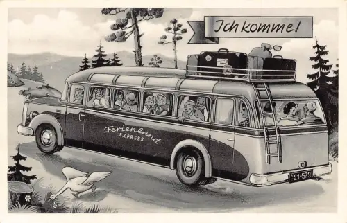 Ich komme! Personenbus vorbei bei Goose Ferienland Express Postkarte