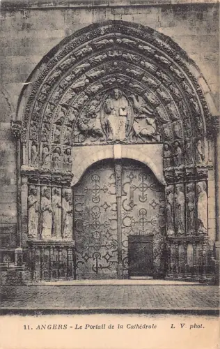 C026 Frankreich, Angers Le Portail de la Cathedrale Vintage Postkarte