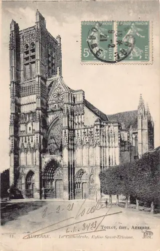 C027 Frankreich, Auxerre La Cathedrale Eglise Saint-Etienne 1921 alte Postkarte