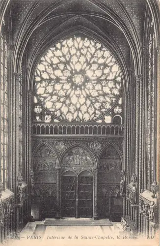 C027 Frankreich, Paris Interieur de la Sainte Chapelle La Rosace Vintage Postkarte