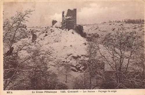 C033 Frankreich, Crozant Les Ruines 1937 alte Postkarte