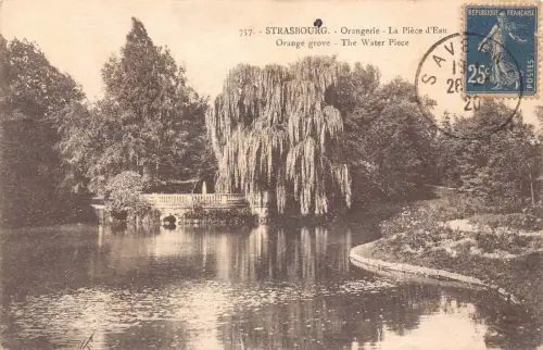 C032 Frankreich Straßburger Orangenhain Das Wasserstück 1920 Vintage Postkarte