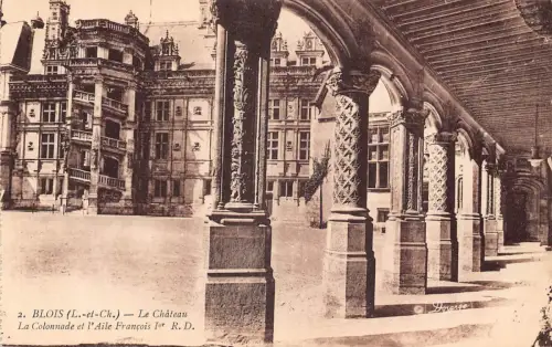 C033 Frankreich, Blois Le Chateau La Colonnade Vintage Postkarte